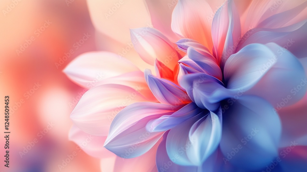 Delicate Pastel Dahlia Flower Petals Softly Unfurling Delicate Pastel Dahlia Flower Petals Softly Unfurling