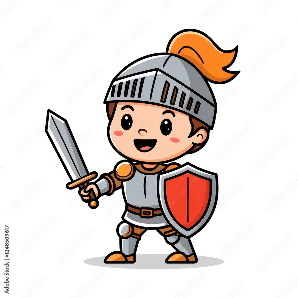 a cute cartoon knight with a sword and shield. This friendly warrior is ready to protect the kingdom with a bright smile and a determined look in his eyes a cute cartoon knight with a sword and shield. This friendly warrior is ready to protect the kingdom with a bright smile and a determined look in his eyes