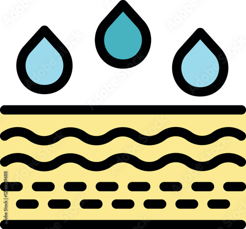 Skincare icon depicting water droplets moisturizing dry skin, highlighting the importance of hydration for healthy skin