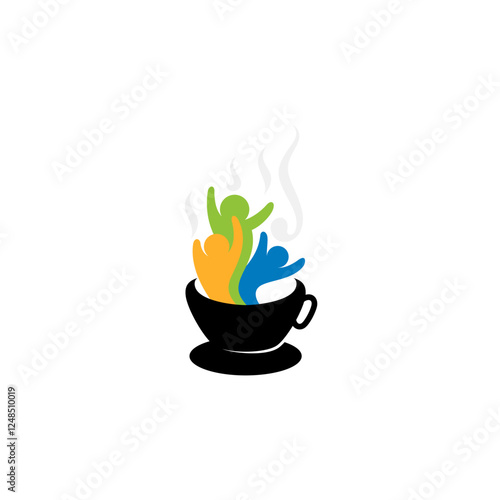 logo of a cup of coffee and icon of a coffee drinker