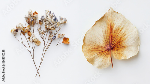 Yellow leaves and withered flowers decoration
