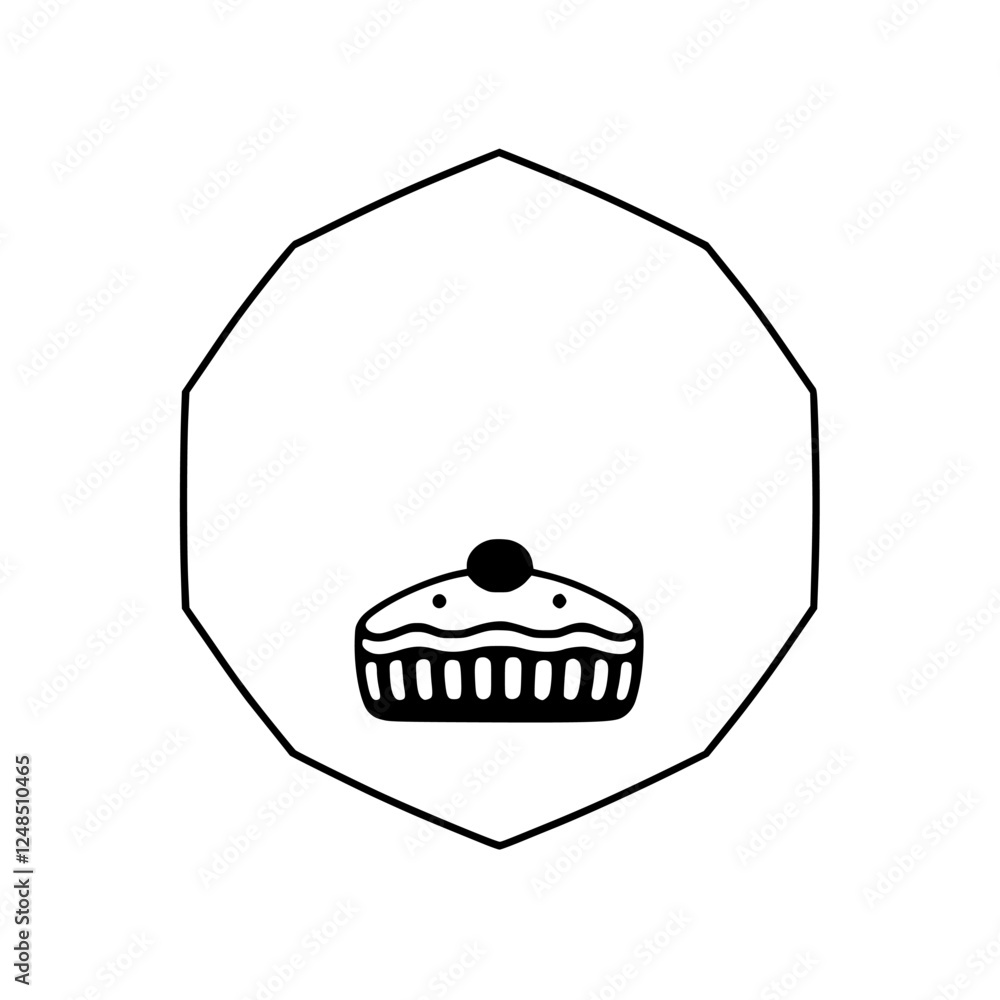 A minimalist black and white illustration of a cupcake, placed in a geometric frame, emphasizing the artistic style and simplicity. A minimalist black and white illustration of a cupcake, placed in a geometric frame, emphasizing the artistic style and simplicity.