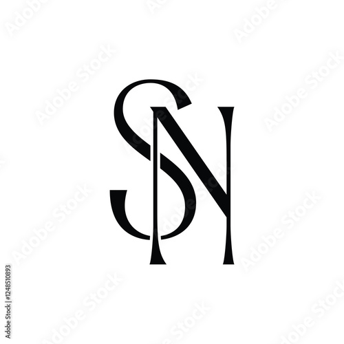 SN monogram logo design letter text name symbol monochrome logotype alphabet character simple logo