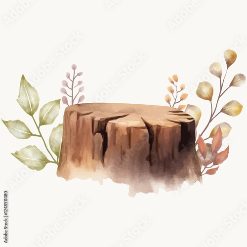 background of fallen tree trunk with leaves behind