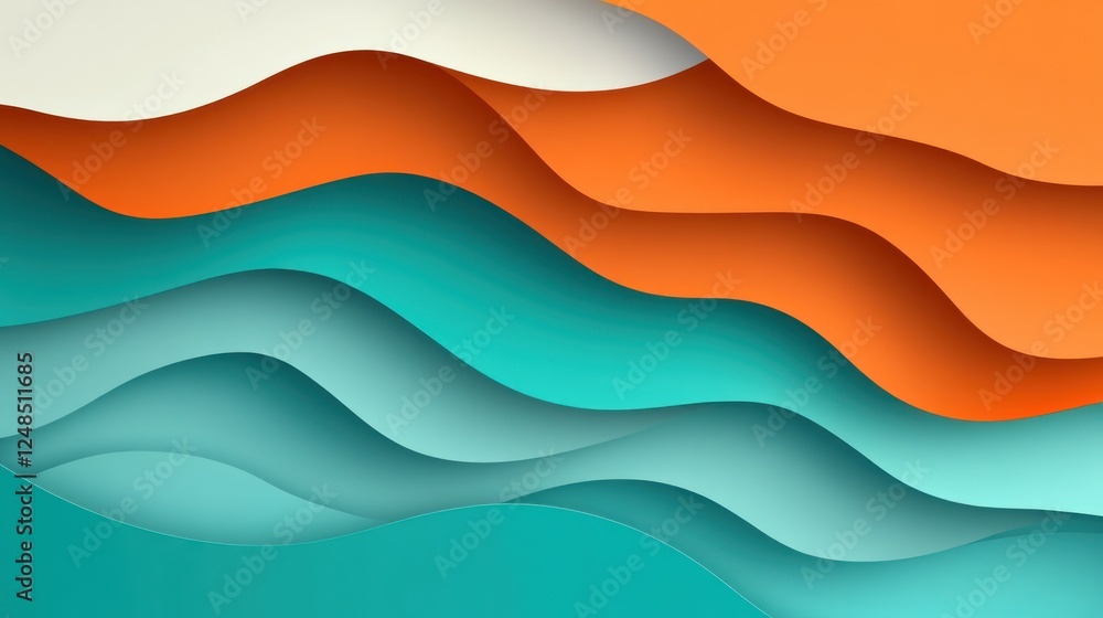 Abstract Wavy Layers of Teal and Orange Abstract Wavy Layers of Teal and Orange
