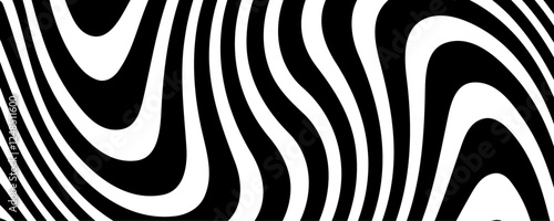 Mesmerizing black-and-white optical illusion, where flowing waves create a hypnotic visual effect. Perfect as a striking background, modern design element, or eye-catching wallpaper