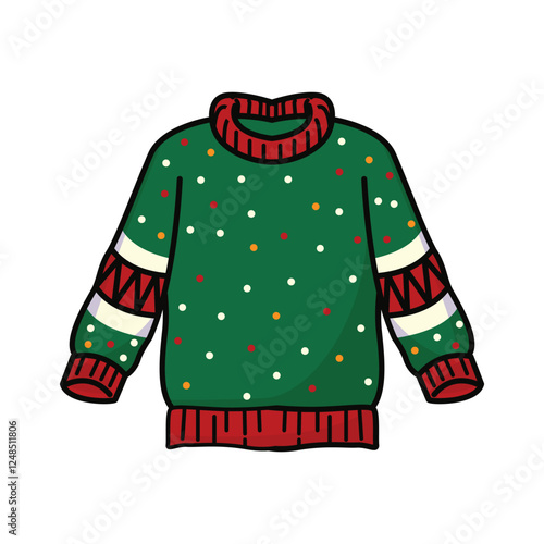 green Sweater Cartoon Vector Icon Illustration