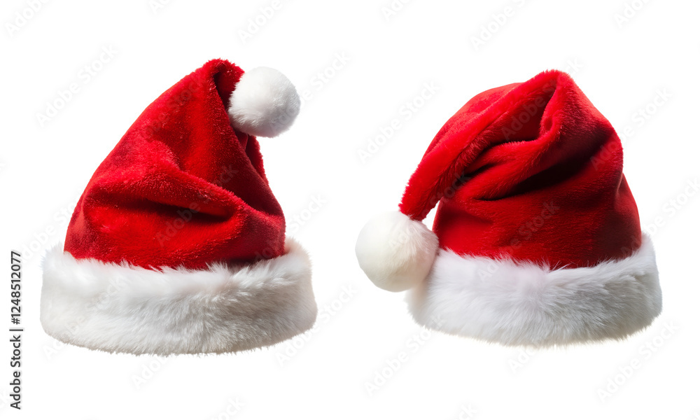 Santa Claus red hat, Santa hat, Christmas hat, Holiday decorations isolated Santa Claus red hat, Santa hat, Christmas hat, Holiday decorations isolated