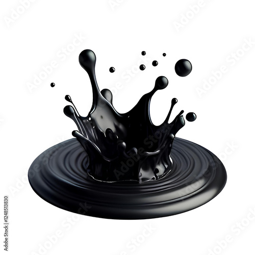 3D black drop oil isolated on white background	