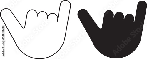 outline silhouette Shaka sign set