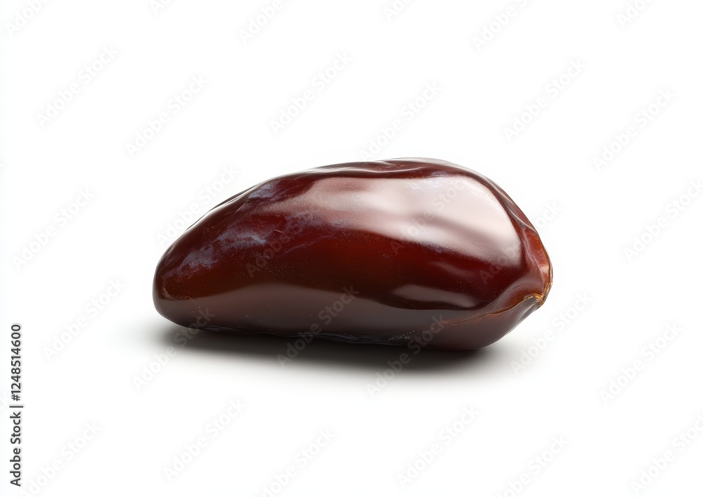 Single date fruit, close-up, white background, no other objects Single date fruit, close-up, white background, no other objects