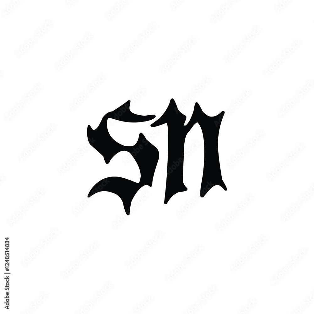 Obraz premium SN monogram logo design letter text name symbol monochrome logotype alphabet character simple logo