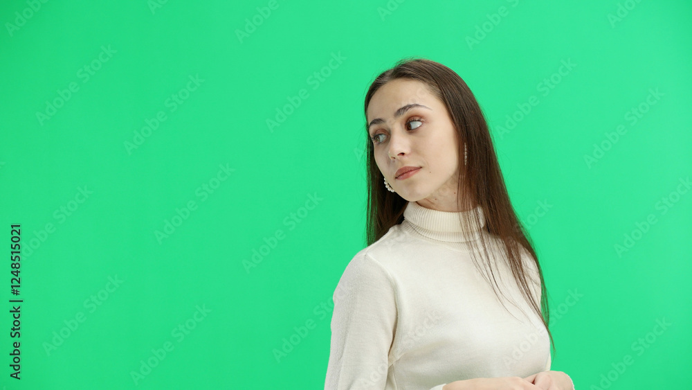 Obraz premium Woman, close-up, on a green background