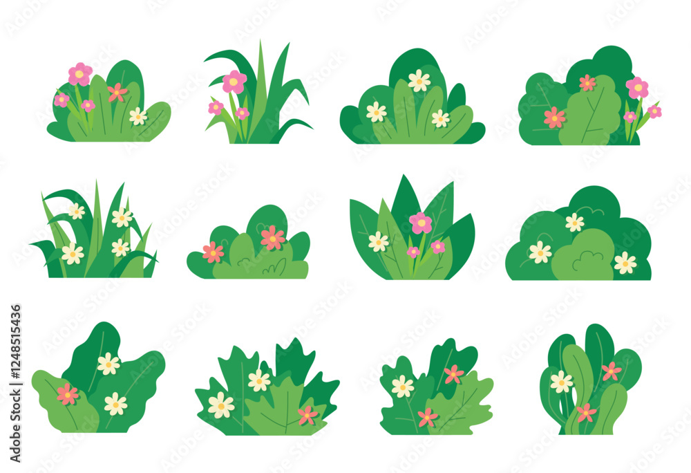 Fototapeta premium bush blossom. grass bush vector illustration 