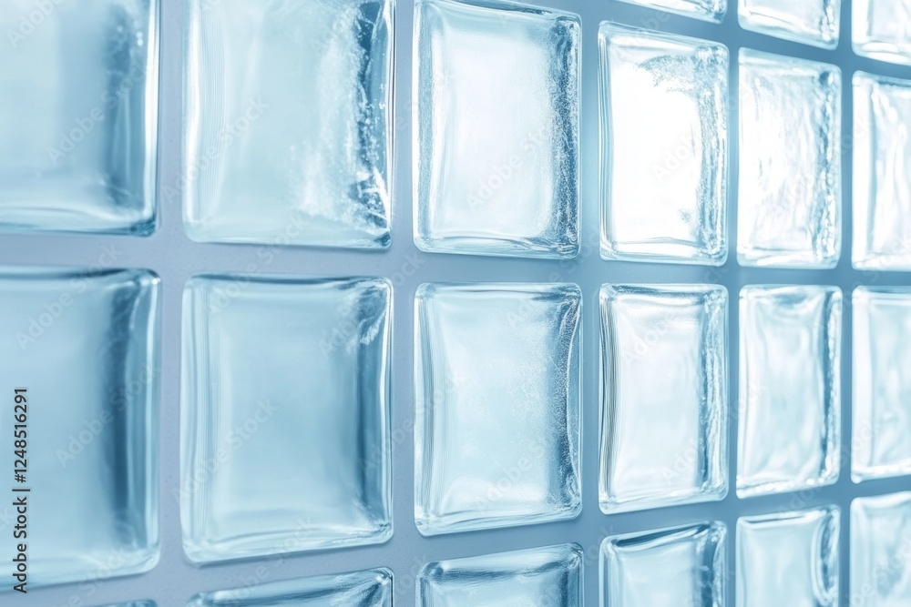 Glass blocks close-up on white wall Glass blocks close-up on white wall