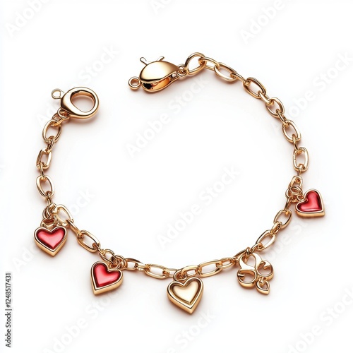 Wallpaper Mural delicate charm bracelet with tiny love symbols, isolated on white for Saint Valentines Day and 8 March International Womens Day Torontodigital.ca