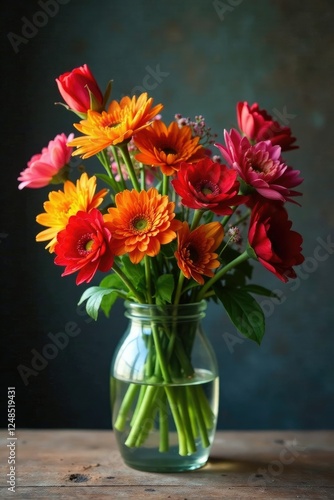 Wallpaper Mural Un jarr?n lleno de flores con un color rojizo intenso, colorido, flores, flor Torontodigital.ca