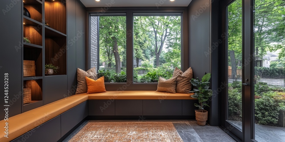 Cozy reading nook urban apartment interior design modern setting perspective Cozy reading nook urban apartment interior design modern setting perspective
