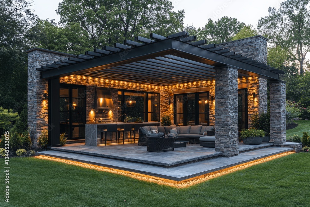 Outdoor living space design modern home architecture backyard evening comfort Outdoor living space design modern home architecture backyard evening comfort