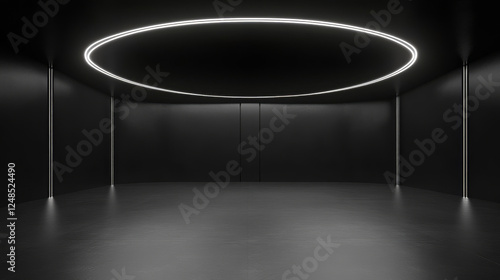 360 degree full panorama environment map of black technology lights background abstract 3d render illustration hdri hdr vr virtual reality