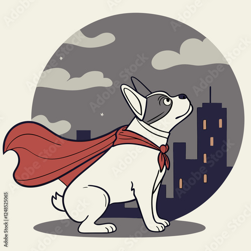 Small dog wearing a cape as a superhero