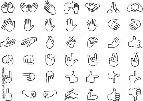 Hand Gesture Icons Collection.