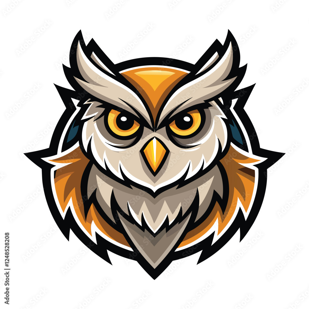 Vector illustration of cute big eyed owl perched on a branch. Vector illustration of cute big eyed owl perched on a branch.