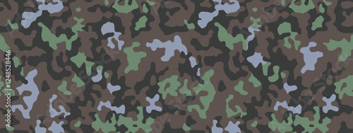 Green camouflage seamless pattern. Vector camo military background. Fabric textile print templat