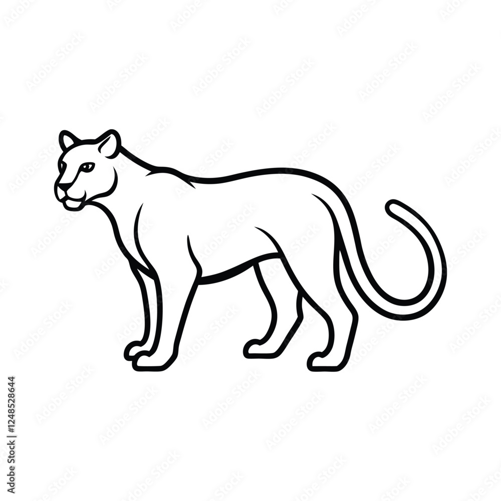 Obraz premium leopard line art vector illustration