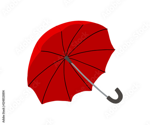 The umbrella is drawn in a flat style. Rain, puddles, bad weather. Hand drawn vector illustration.