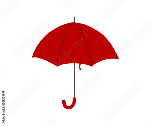 The umbrella is drawn in a flat style. Rain, puddles, bad weather. Hand drawn vector illustration.
