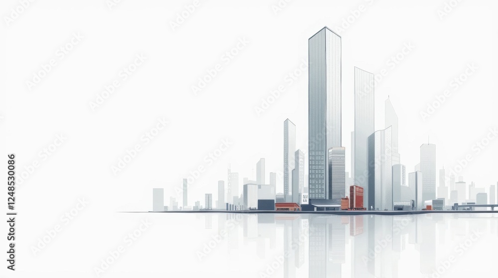 Fototapeta premium Modern Skyscraper Architectural Illustration