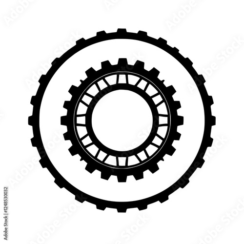 Black and white illustration of concentric gears, highlighting the simplicity of the design.