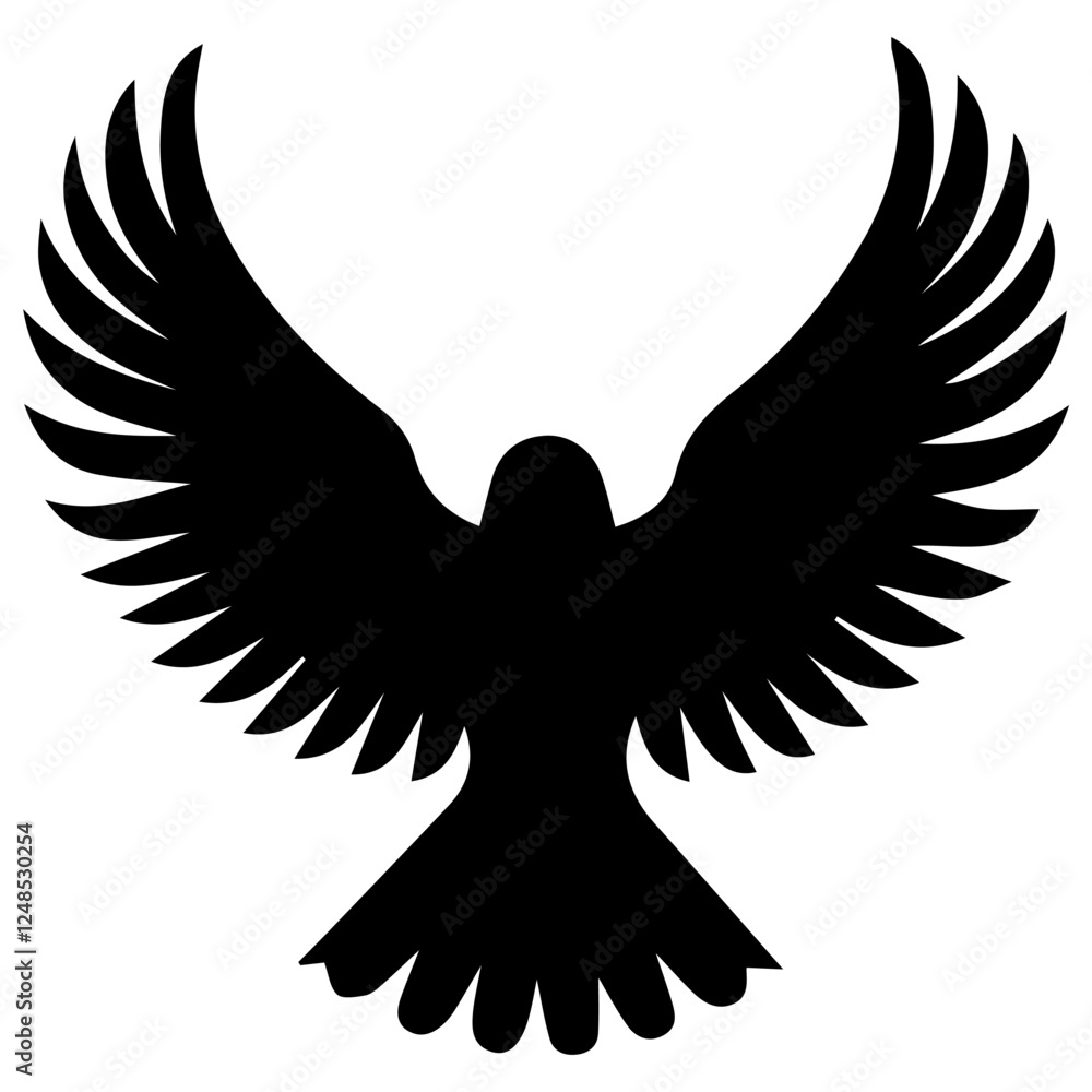 Fototapeta premium Vector illustration. Silhouette of a bird on a white background. Printable template.