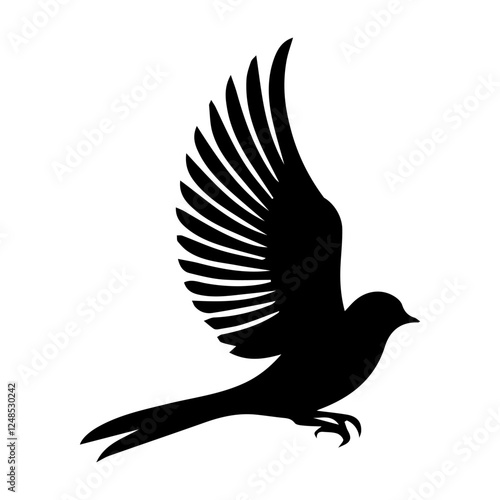 Vector illustration. Silhouette of a bird on a white background. Printable template.