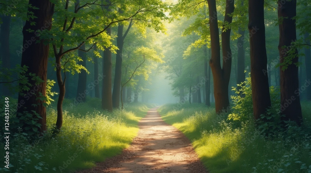 Serene Forest Trail with Sunlight Serene Forest Trail with Sunlight