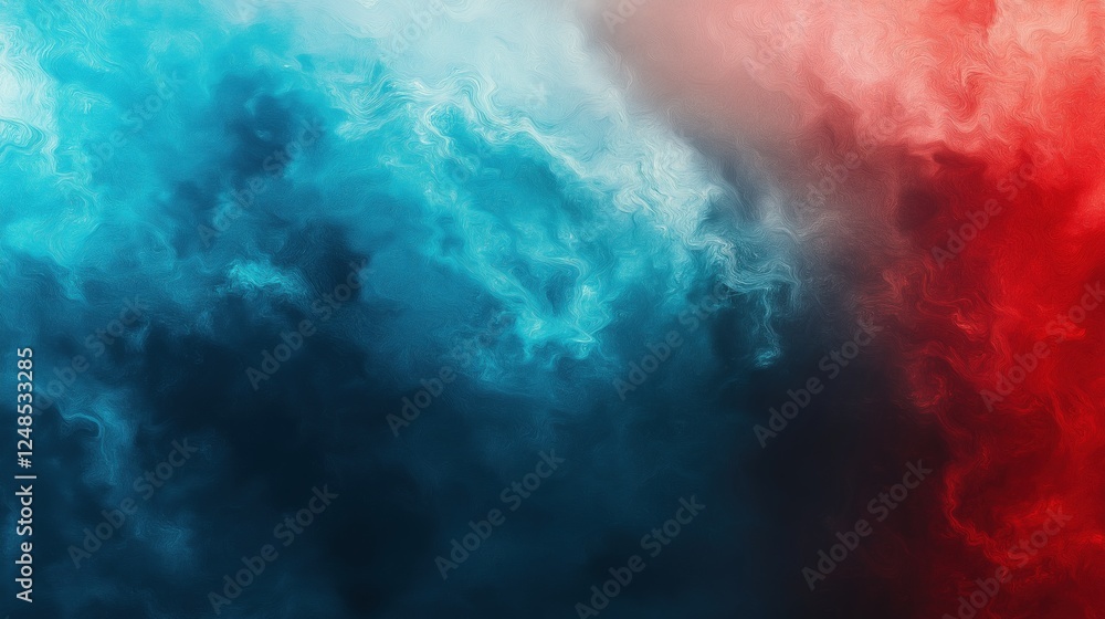 Fototapeta premium Dynamic red-to-cyan abstract gradient with fluid textures and depth