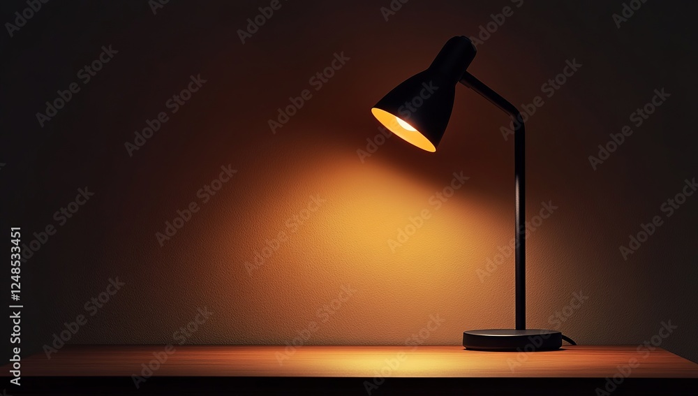 Desk Lamp Illuminates Workspace, Creating Cozy Ambiance at Night for Studying or Working. Desk Lamp Illuminates Workspace, Creating Cozy Ambiance at Night for Studying or Working.