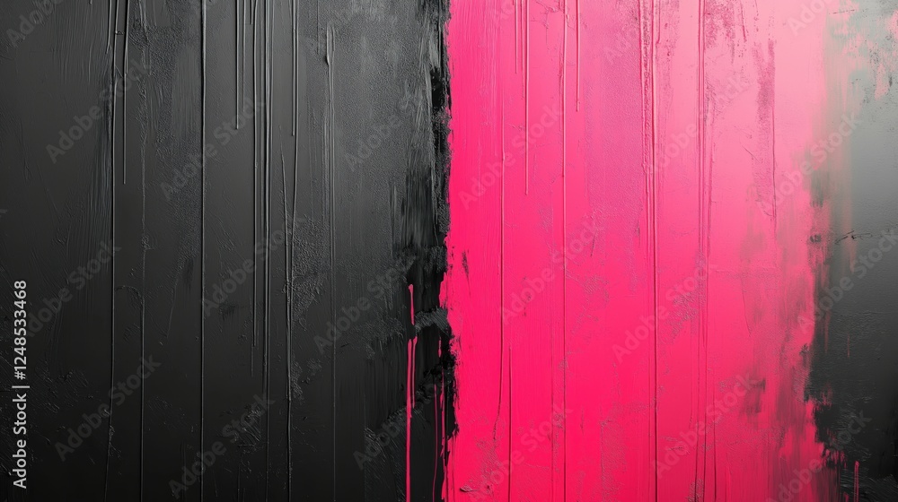Bold black and hot pink split-tone paint texture with abstract drips Bold black and hot pink split-tone paint texture with abstract drips