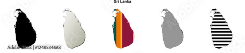 Sri Lanka outline map set