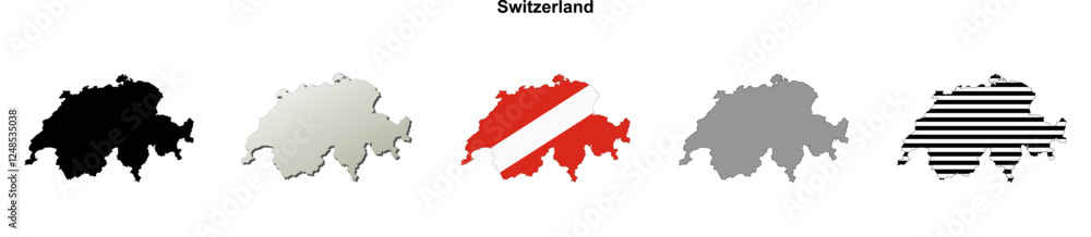 Obraz premium Switzerland outline map set