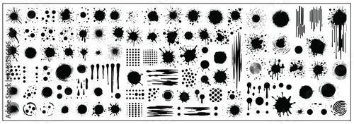 SET Black spots design isolated on white background	