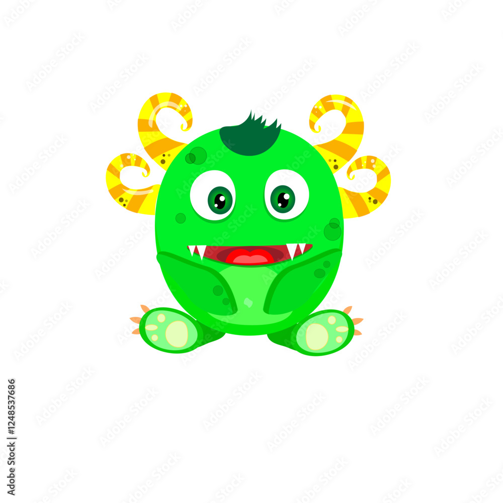 Obraz premium Happy little green monster alien character