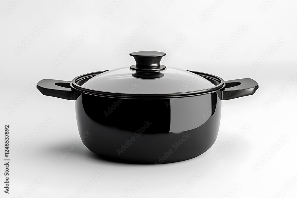 3D Style Sleek Black Induction Cooktop with Pot Modern Kitchen Appliance. 3D Style Sleek Black Induction Cooktop with Pot Modern Kitchen Appliance.