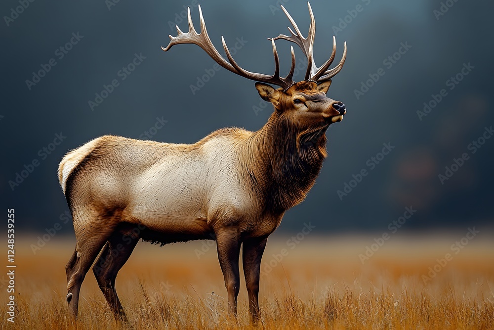 Obraz premium Majestic Elk in Autumn Meadow Nature and Wildlife Photography