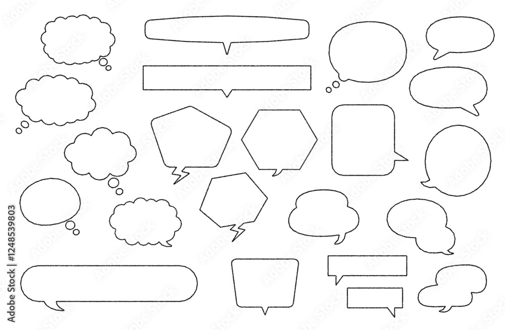 Obraz premium クレヨン風の手描きの吹き出しセット