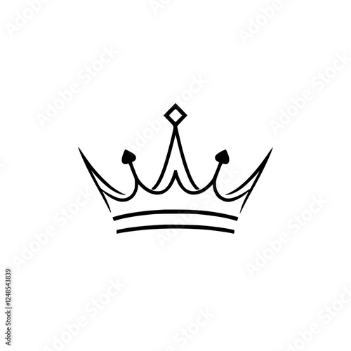 Minimalist Crown: A Black and White Illustration of a Crown on a White Backdrop, Showing Simplicity.