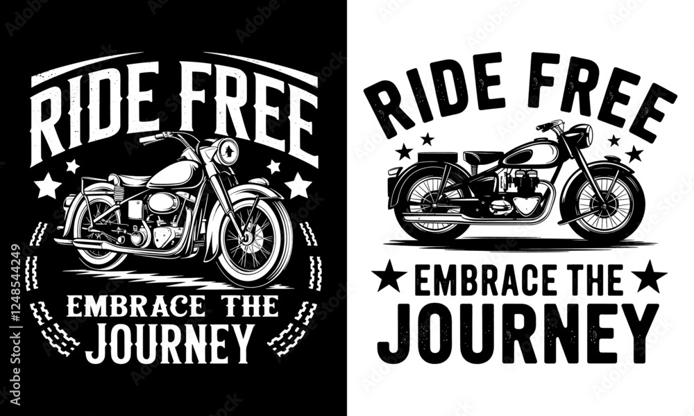 Obraz premium Ride Free T-Shirt Design - Embrace the Journey with Bold Motorcycle Graphics. Perfect for Bikers and Motorcycle Enthusiasts Who Love Adventure and Freedom on the Open Road!