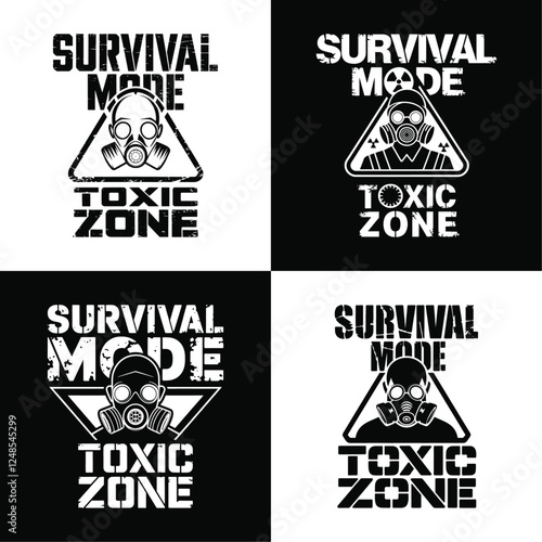 Survival Mode T-Shirt Design - Embrace the Toxic Zone with Bold Graphics! Ideal for Environmental Activists, Preppers, and Adventure Seekers Who Love Unique and Edgy Styles