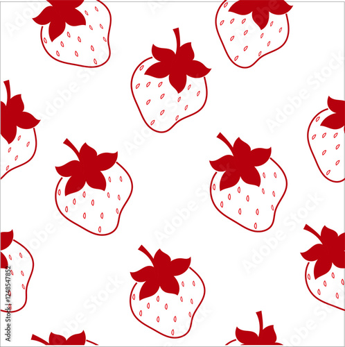 seamless pattern with cute Strawberry and flower illustrations,a simple design for baby room decor and nursery decoration.Strawberry illustrations for nursery decor.